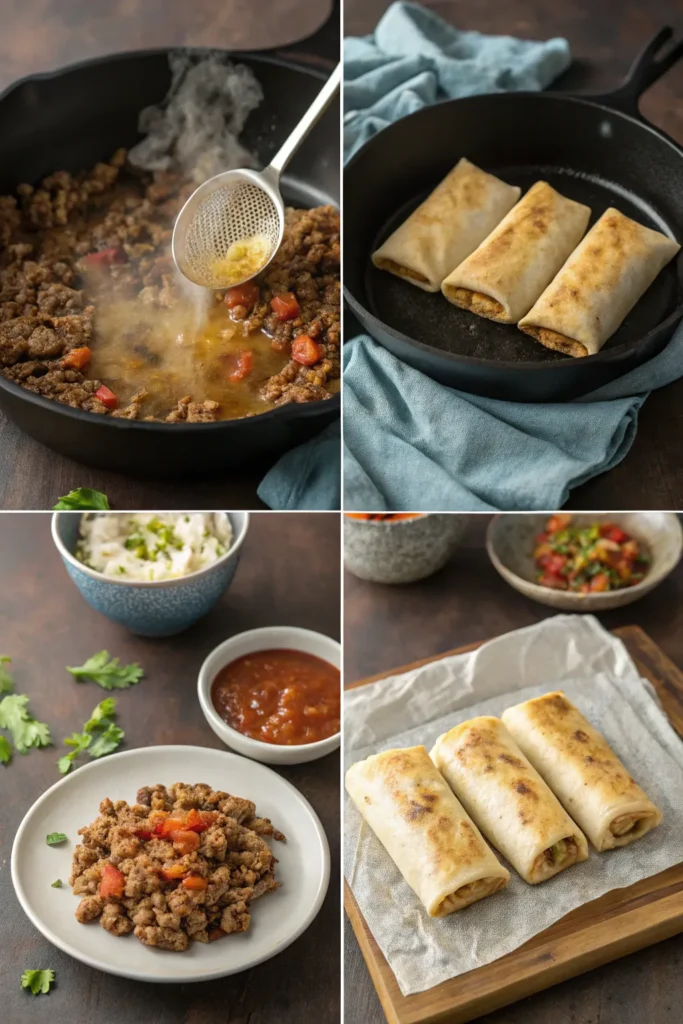 Beef and Bean Chimichangas Recipe