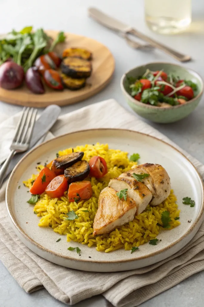 chicken and yellow rice recipe serving