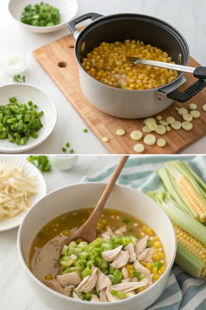 step-by-step-easy chicken corn soup recipe