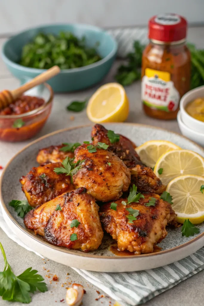 serving Harissa Honey Chicken